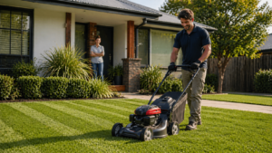 A person doing Lawn Mowing