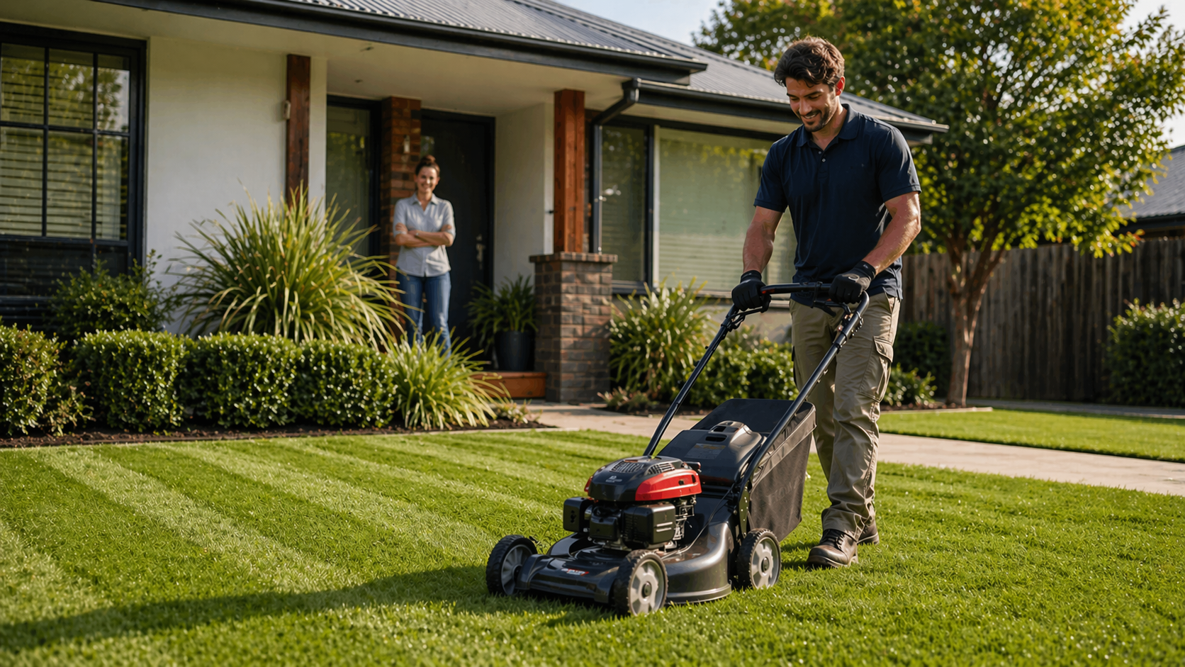 A person doing Lawn Mowing