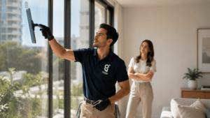 A person doing window cleaning